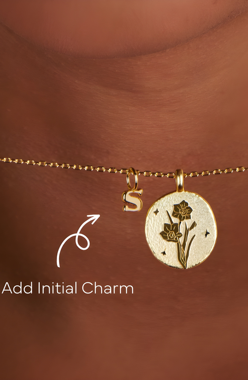 Little Sky Stone Birth Flower Necklace In Daffodil/march