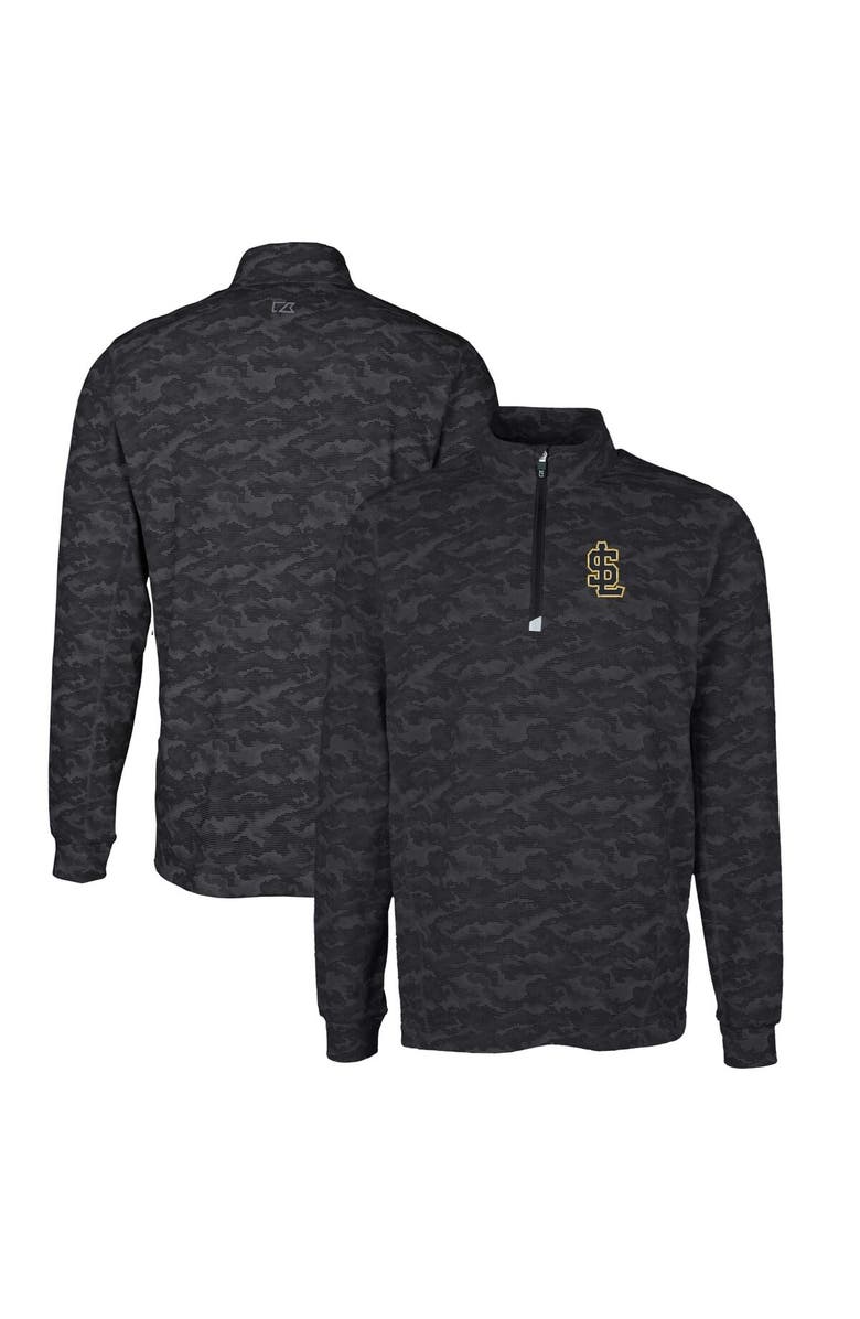 Cutter & Buck Men's Cutter & Buck Black Salt Lake Bees Traverse Camo Print Stretch Quarter-Zip Pullover Top, Alternate, color, 