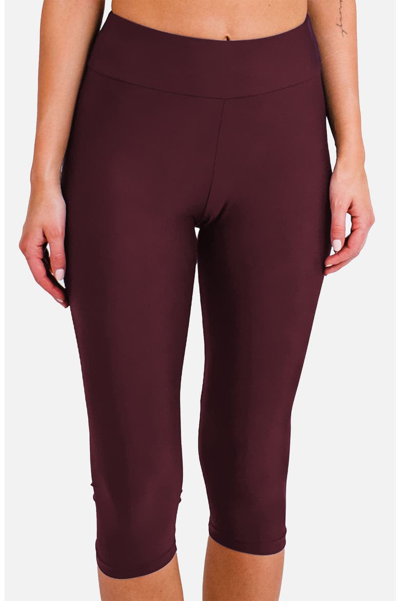 Capri Swim Leggings, Main, color, Wine