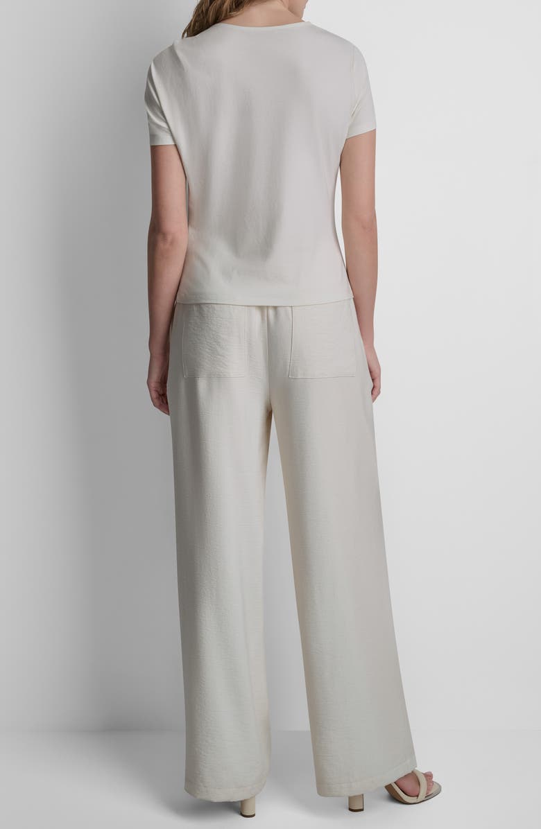 DKNY Twist Neck Cotton Blend Top, Alternate, color,