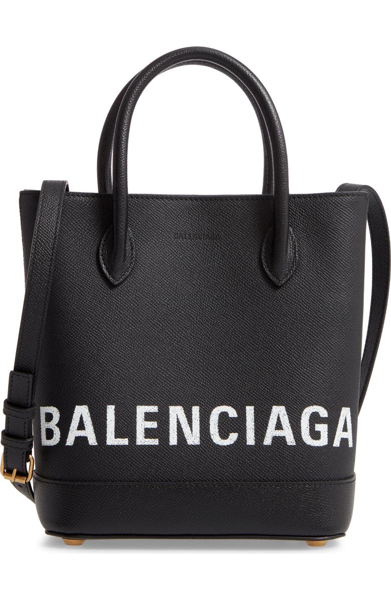 Balenciaga Ville Logo Leather Tote, Main, color,