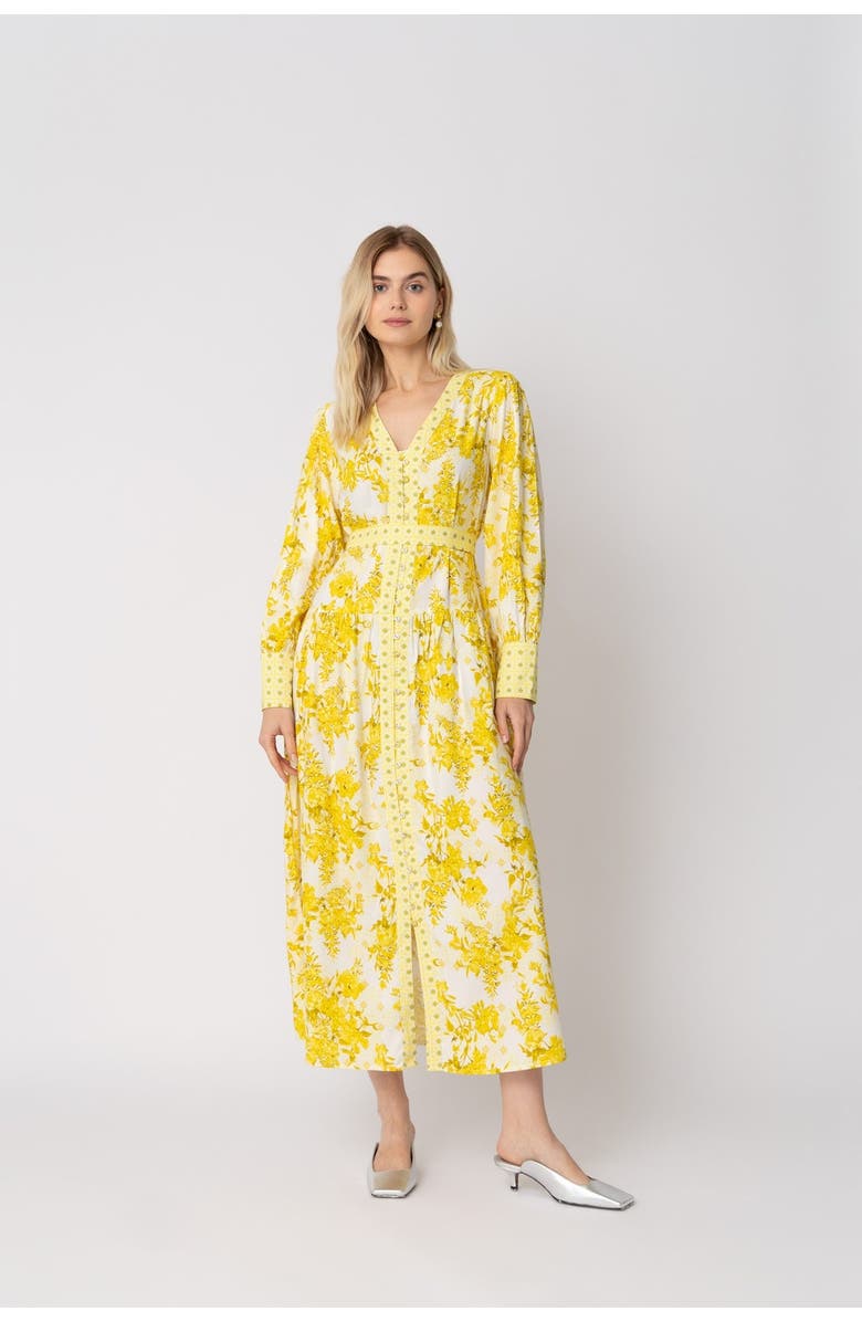 RAISHMA Aaliyah Yellow Cotton Dress, Main, color, Floral