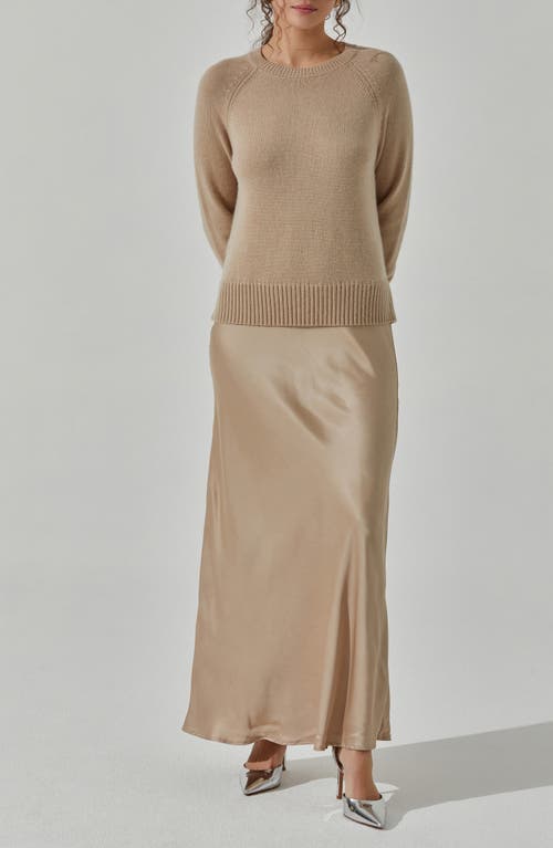 Astr The Label Helene Mixed Media Long Sleeve Dress In Brown