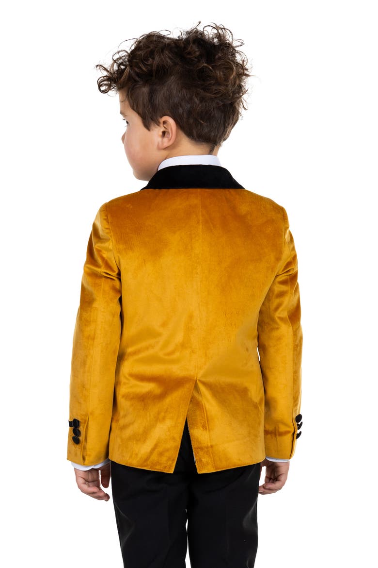 Kids' Gold Velvet Dinner Jacket, Alternate, color, GOLD