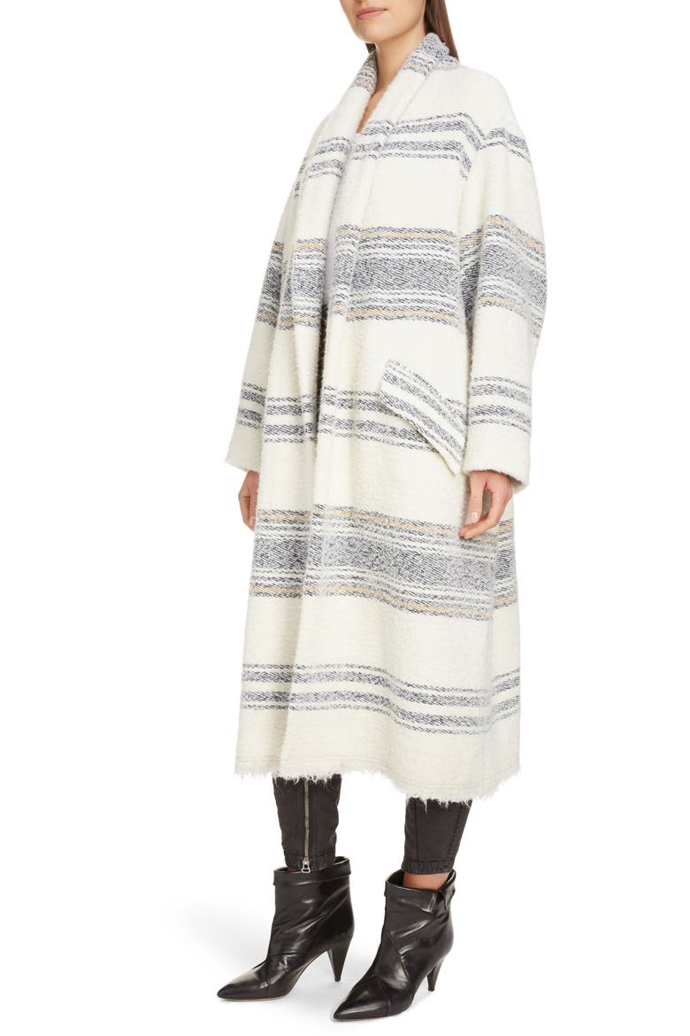 Faby Stripe Wool Blend Coat, Alternate, color, ECRU