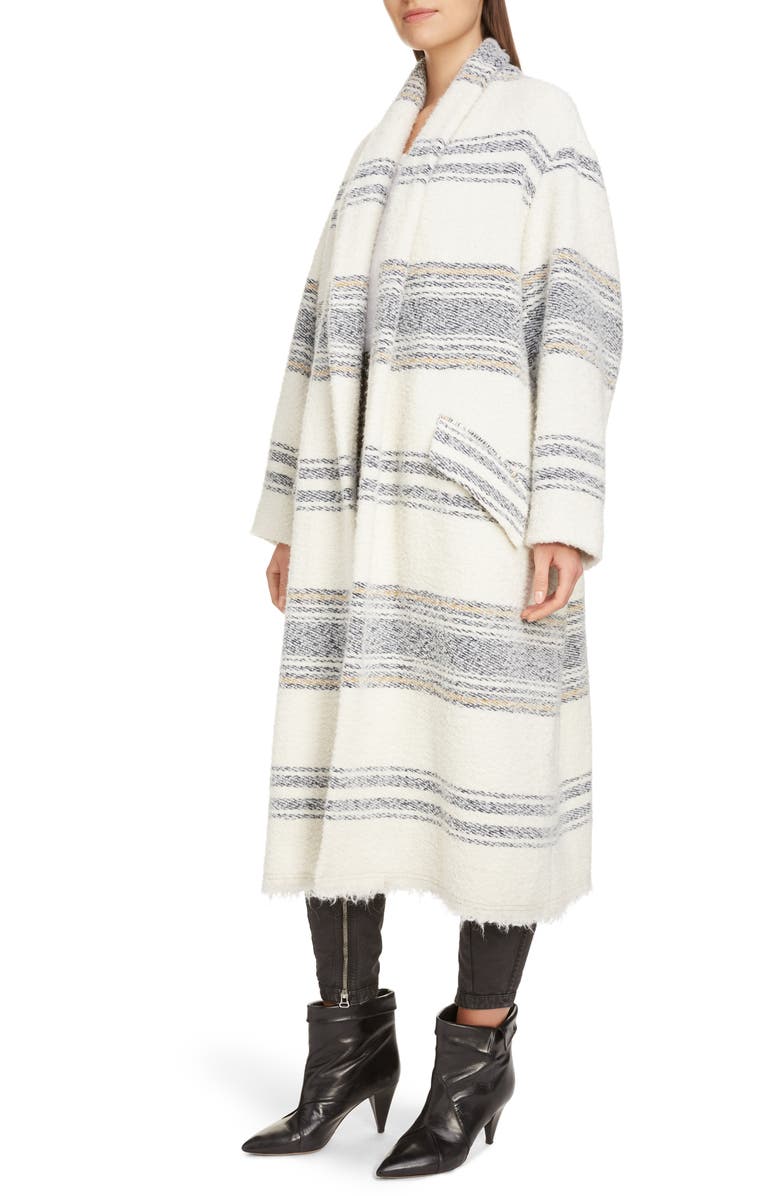 Isabel Marant Étoile Faby Stripe Wool Blend Coat, Alternate, color,