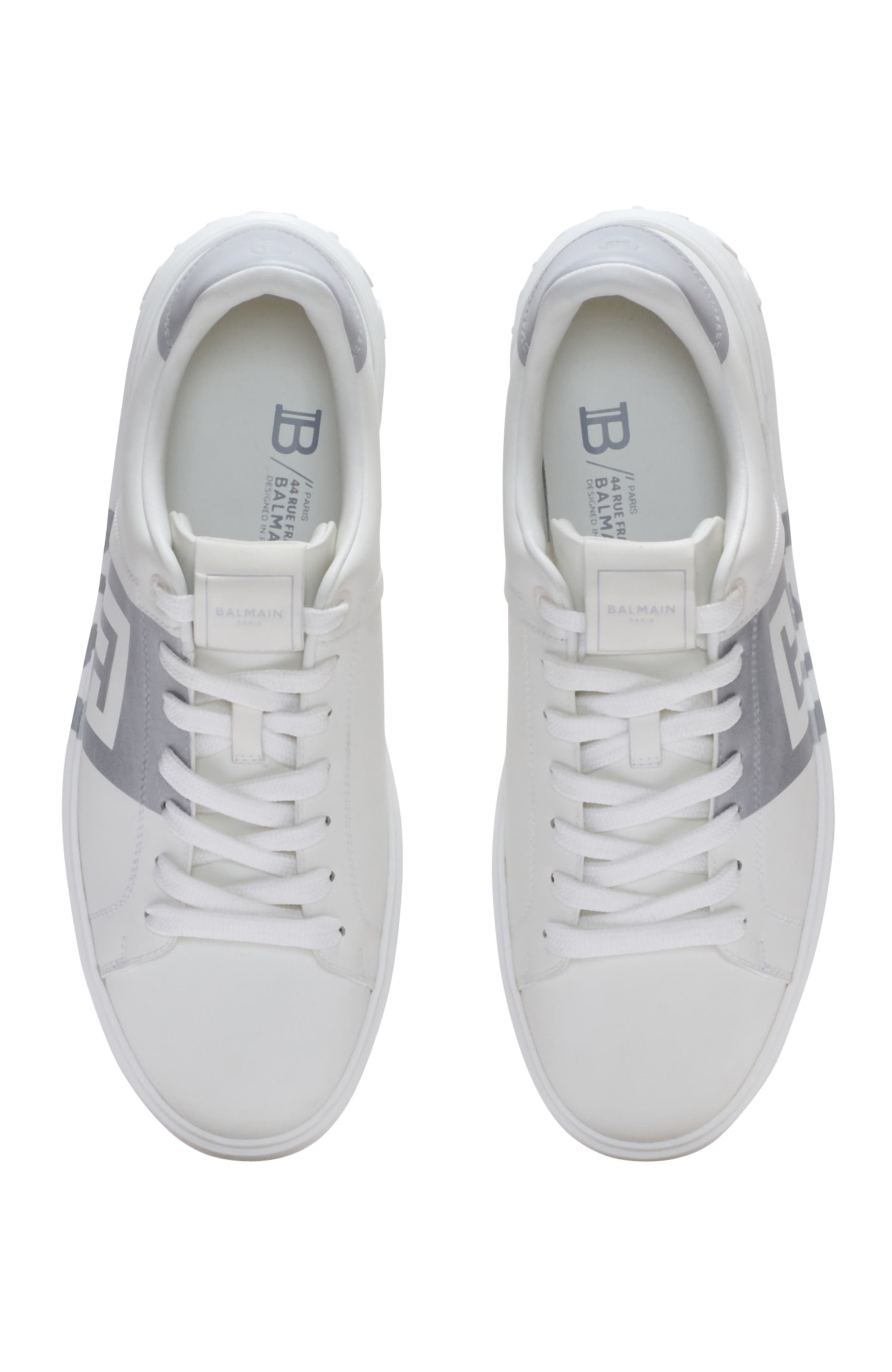 Balmain B-Court Trainers In Calfskin With Logo, Alternate, color, White