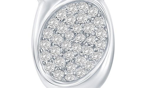 Simona Sterling Silver Pavé Cz Oval Pendant Necklace In Silver