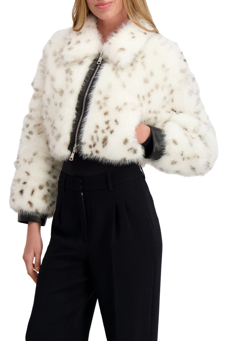 Fur-Free Fox (Faux Fur) Bolero, Alternate, color, WHITE/BLACK SPOTTED