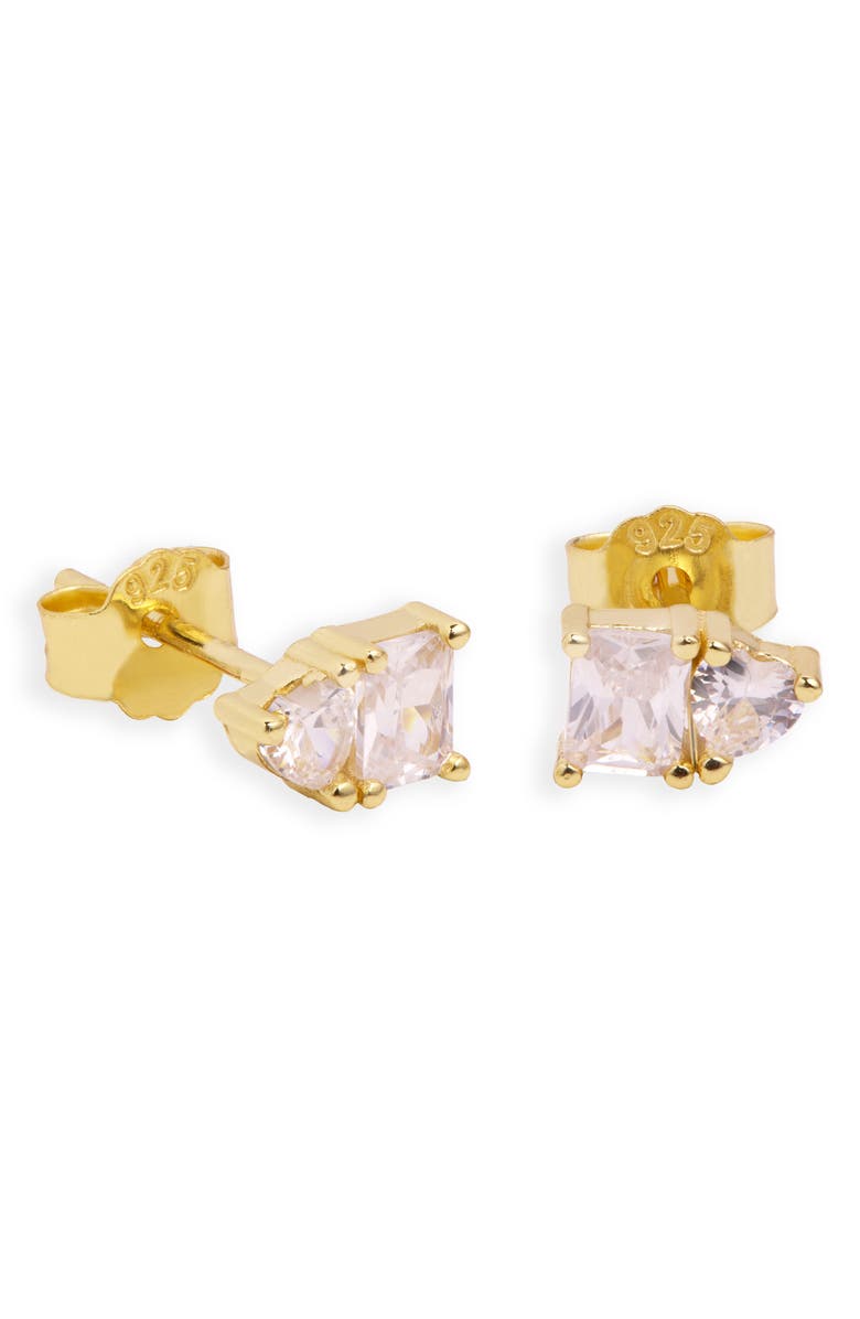 Argento Vivo Sterling Silver Cubic Zirconia Stud Earrings, Main, color, Gold