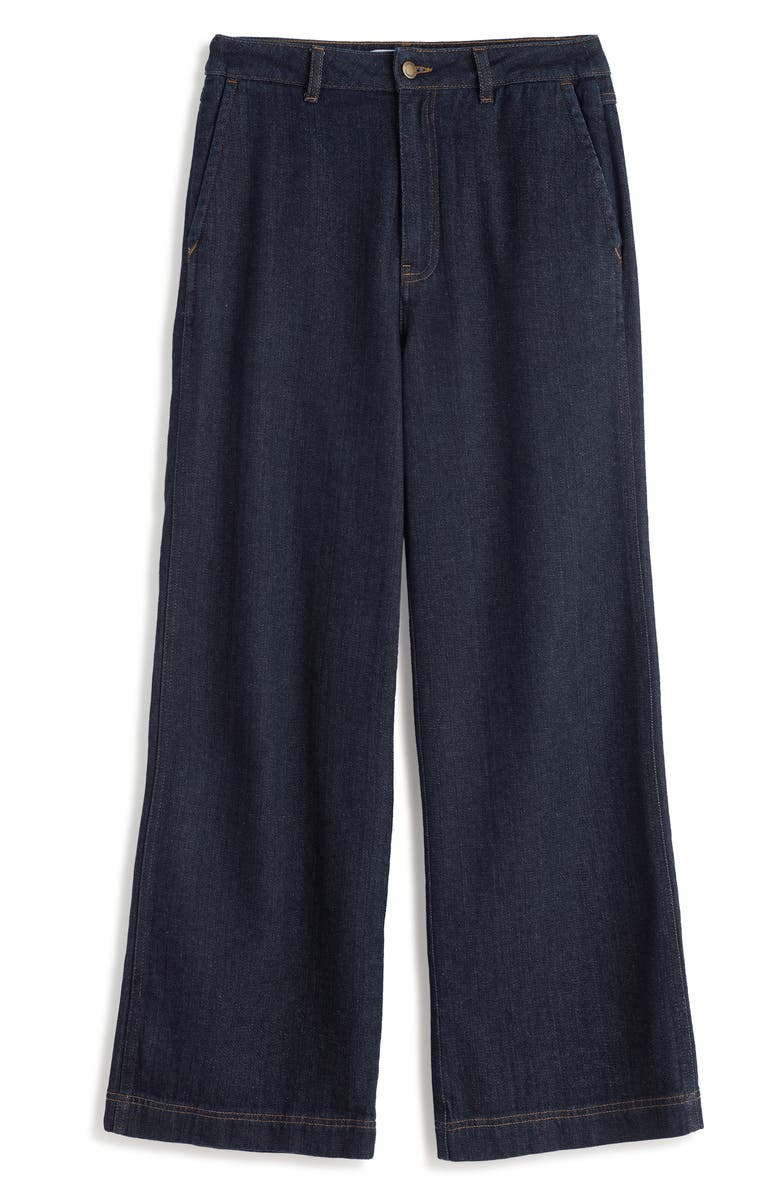 Seasalt Cornwall Sennen Cove High Waist Wide Leg Jeans, Alternate, color, Dark Wash Grain