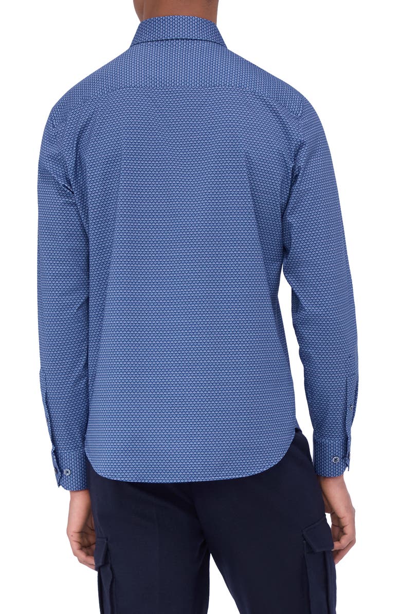 Bugatchi Jules OoohCotton<sup>®</sup> Abstract Print Button-Up Shirt, Alternate, color, Night Blue