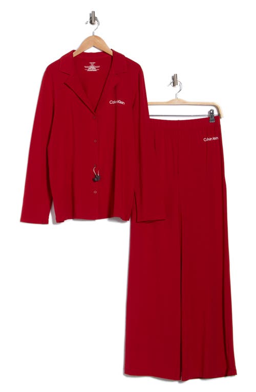 Calvin Klein Logo Long Pajamas In Red