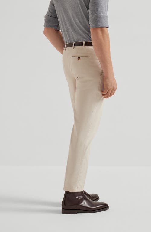 Brunello Cucinelli Stretch-cotton Garment-dyed Trousers In Neutral