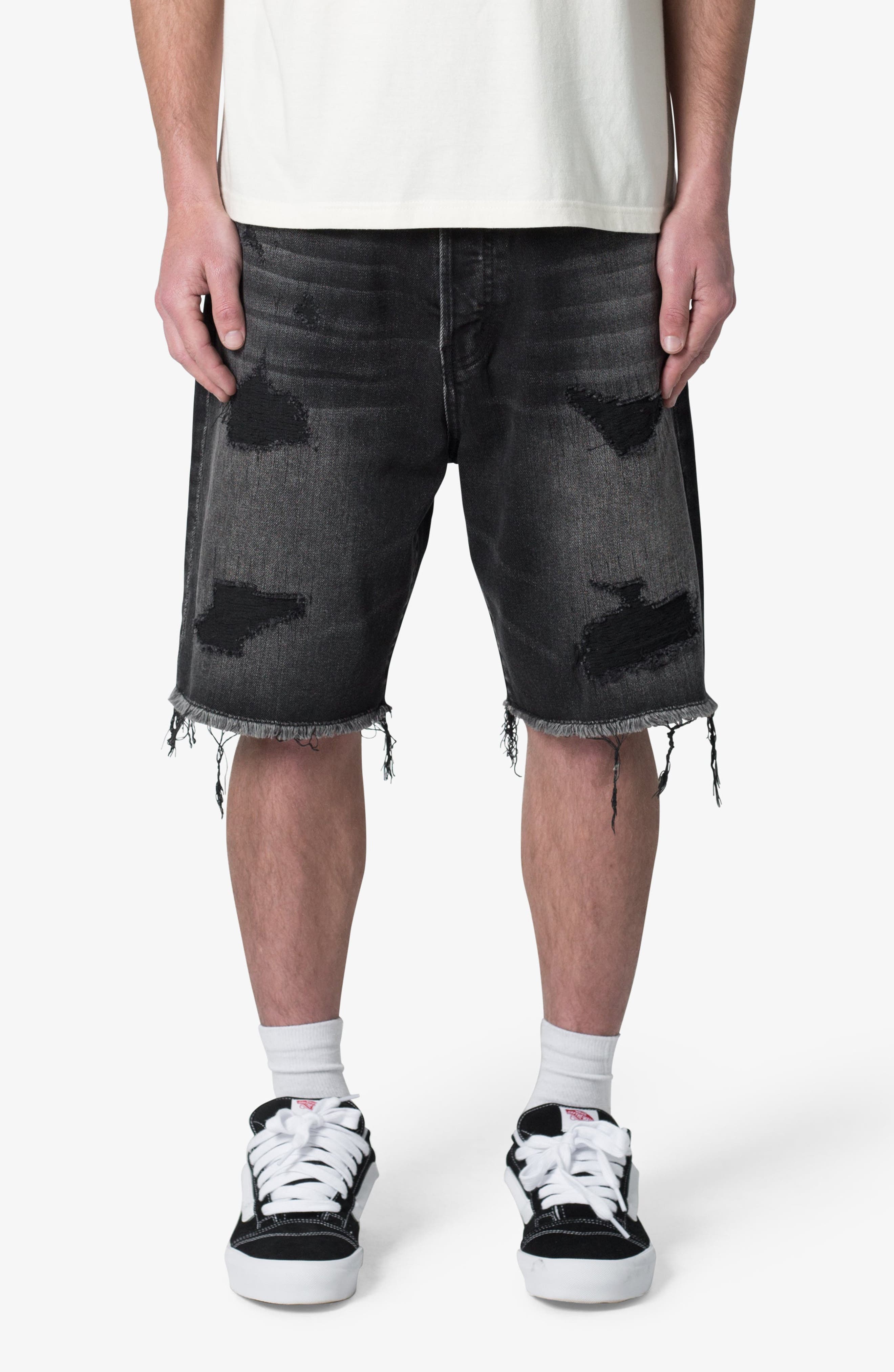 mnml Elongated Ripped Denim Shorts