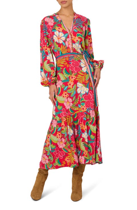 Print Long Sleeve Maxi Dress