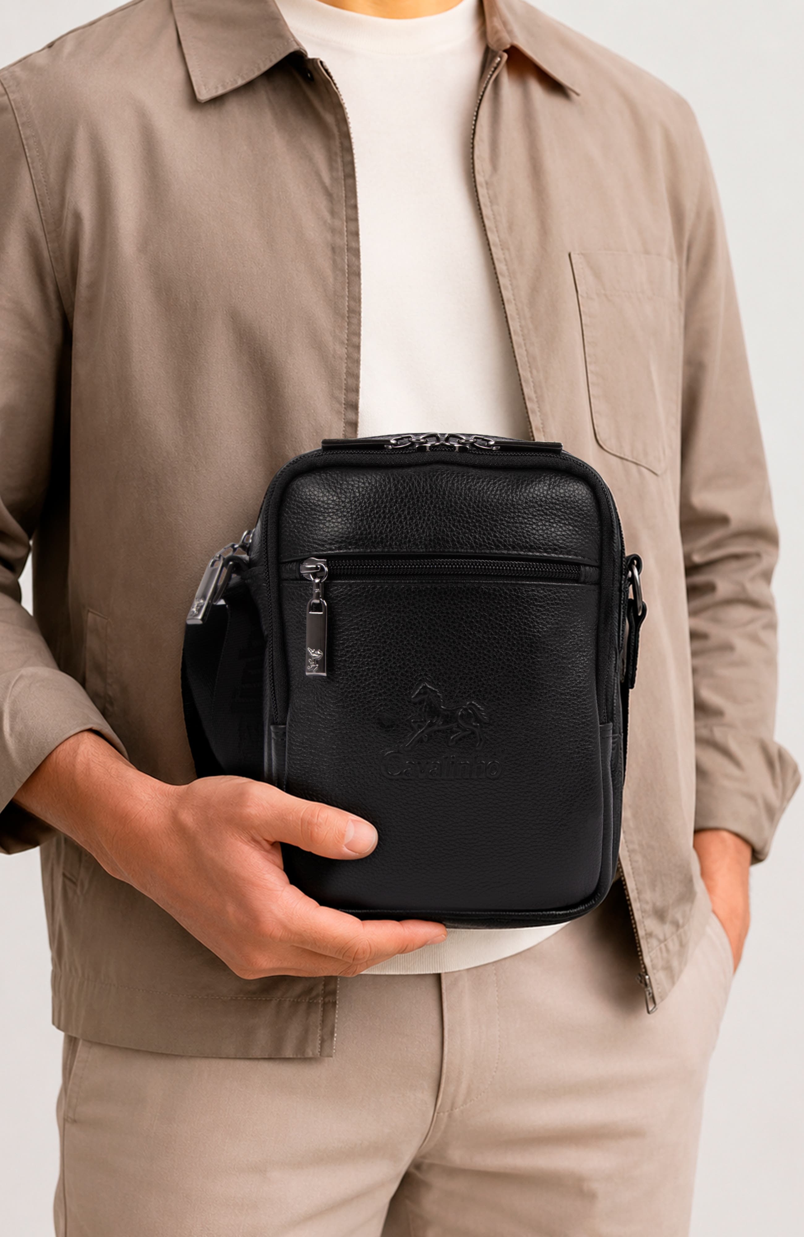 El Cavaleiro Leather Traveler Crossbody Bag 128, Alternate, color, Black