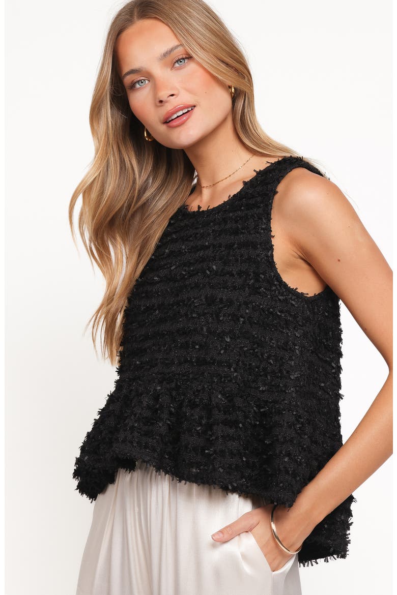 Meira High Low Hem Peplum Tank Top, Alternate, color, BLACK
