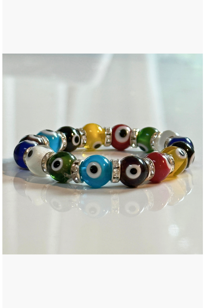 Evil Eye Beaded Bracelet, Alternate, color, Multi-Colored