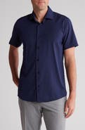 TOM BAINE Slim Fit Performance Short Sleeve Button-Up Shirt