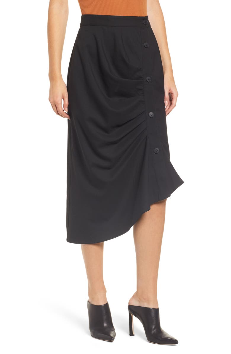 Chelsea28 Gathered Side Button Midi Skirt, Main, color,