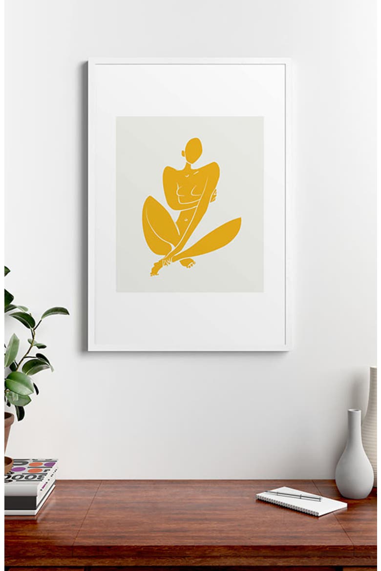 Nude in Yellow Framed Art Print, Alternate, color, YELLOW
