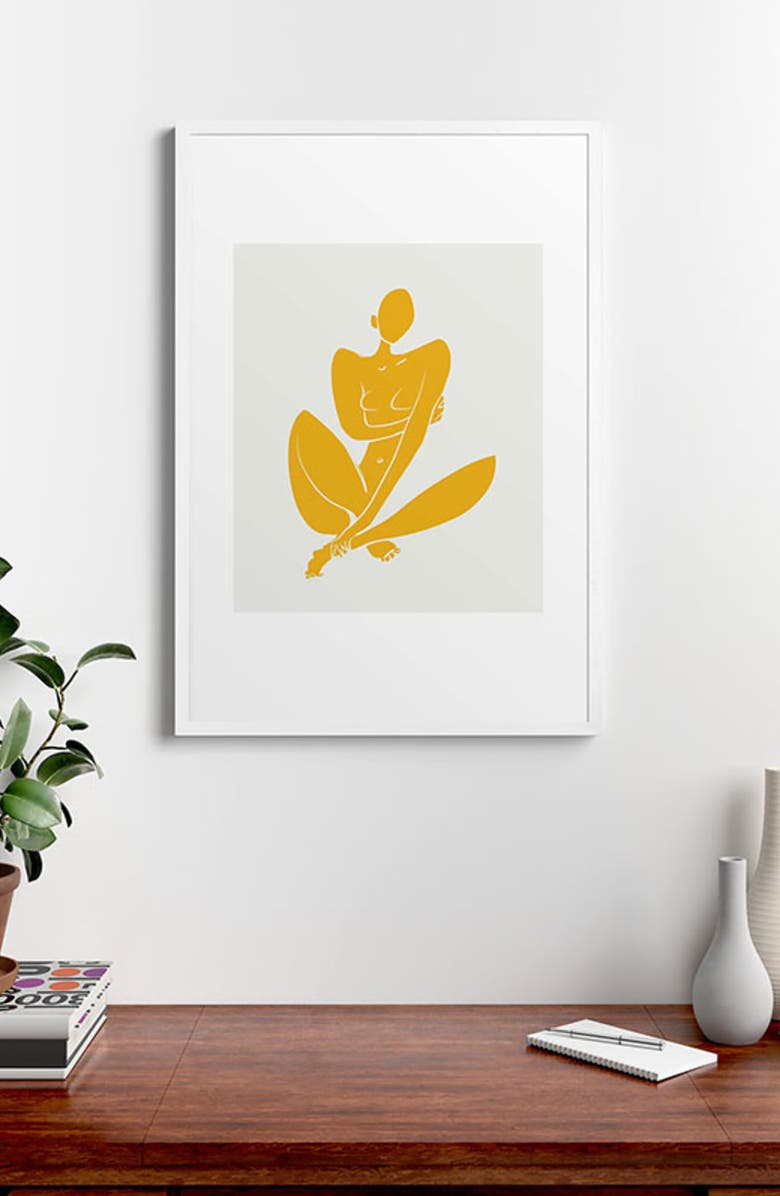 Deny Designs Nude in Yellow Framed Art Print, Alternate, color, Yellow