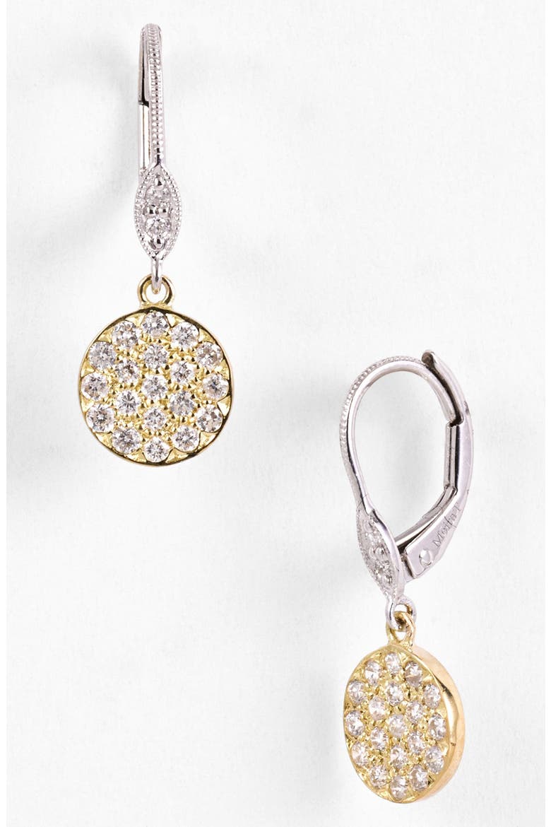 MeiraT 'Dazzling' Diamond Disc Drop Earrings, Main, color, YELLOW GOLD