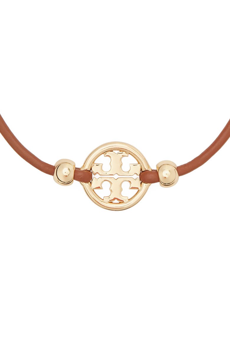 Tory Burch Icon Slider Bracelet, Alternate, color, Tory Gold / Cuoio