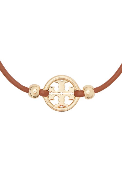 Tory Burch Miller Logo Slider Bracelet In Brown