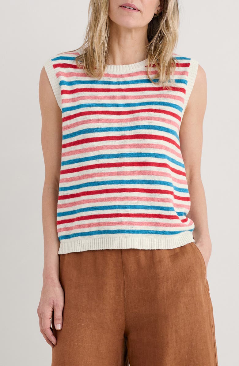 Seasalt Cornwall Knavok Sleeveless Cotton & Linen Sweater, Main, color, Knit Mini Cornish Pink Sky Mix