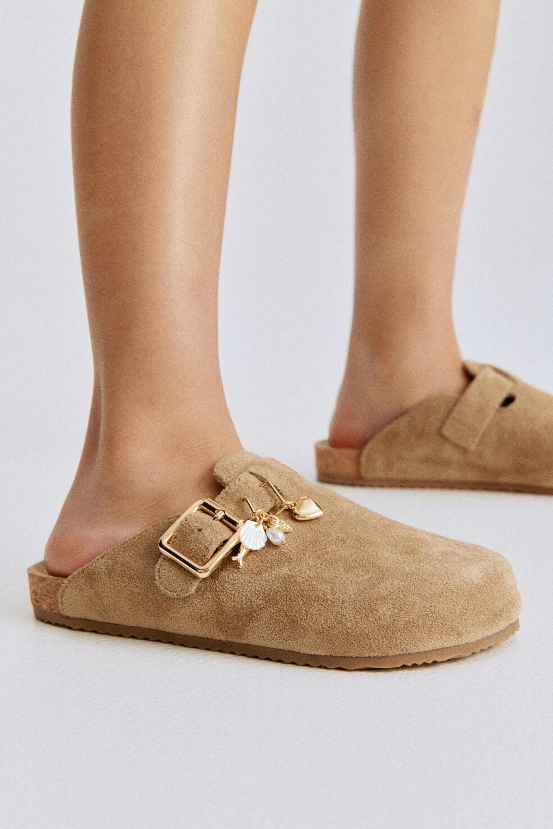 H&M Charm-detail Footbed Mules, Main, color, Beige