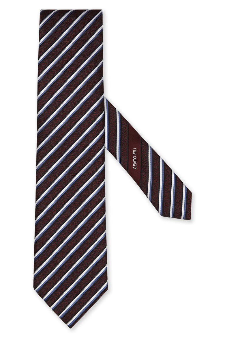 Cento Fili Stripe Silk Tie, Main, color, BURGUNDY