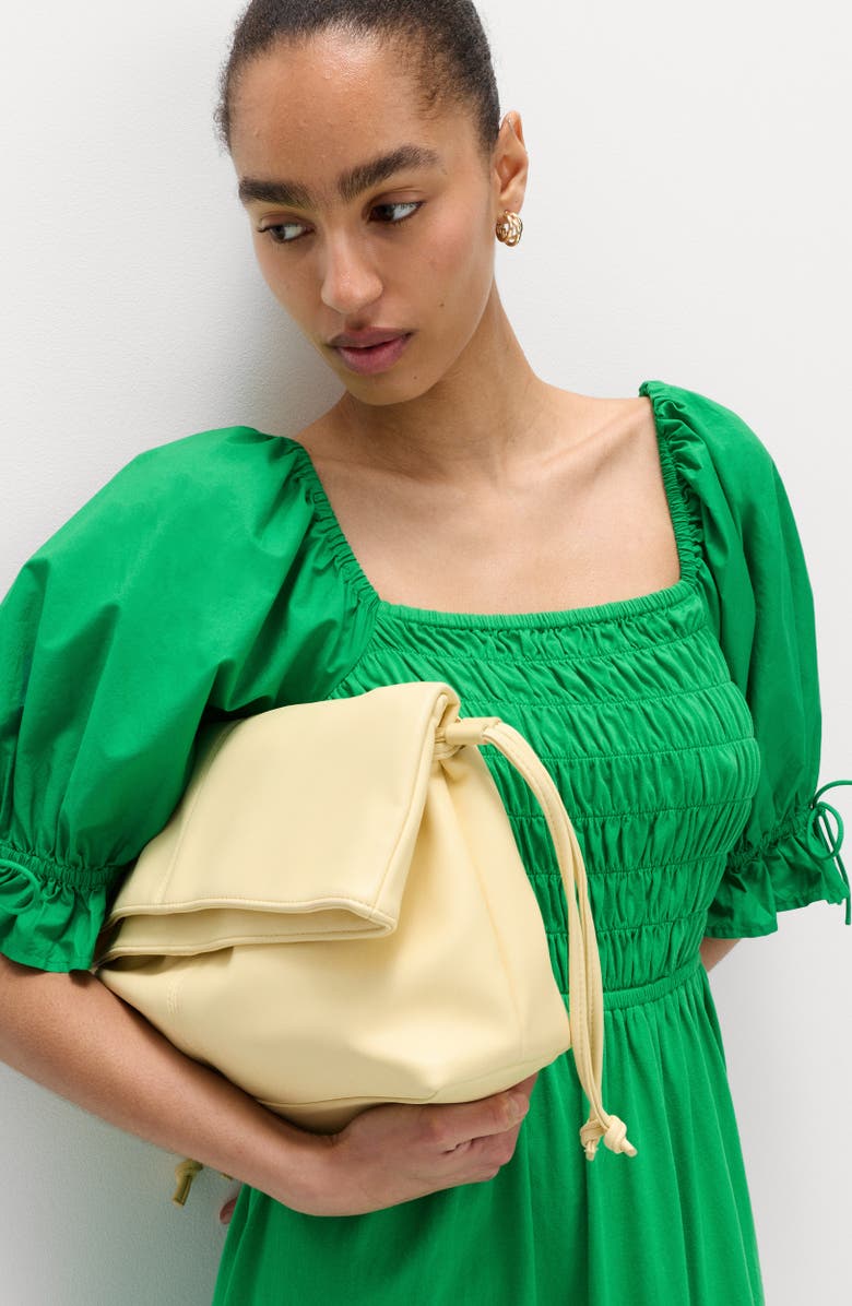 M&S Puff Sleeve Cotton Midi Dress, Alternate, color, Green