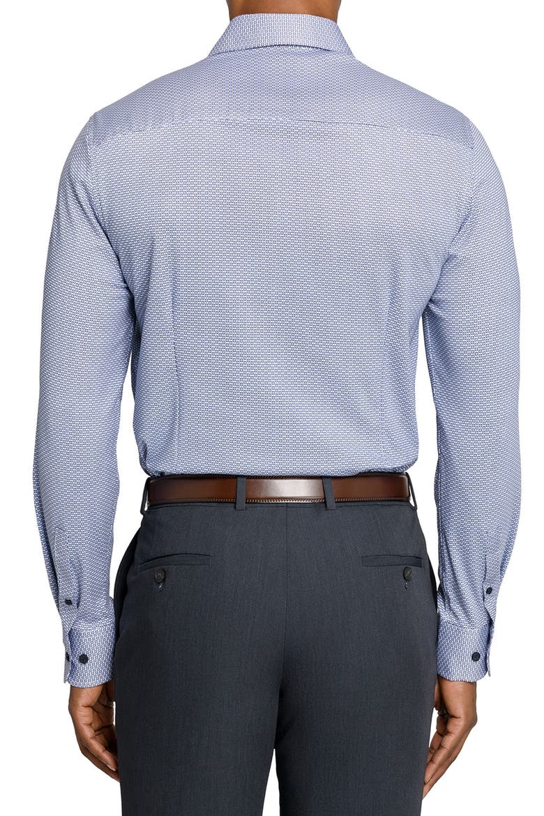 Reworked Slim Fit Purple Medallion Print Cotton Dress Shirt, Alternate, color, WHITE/ PURPLE