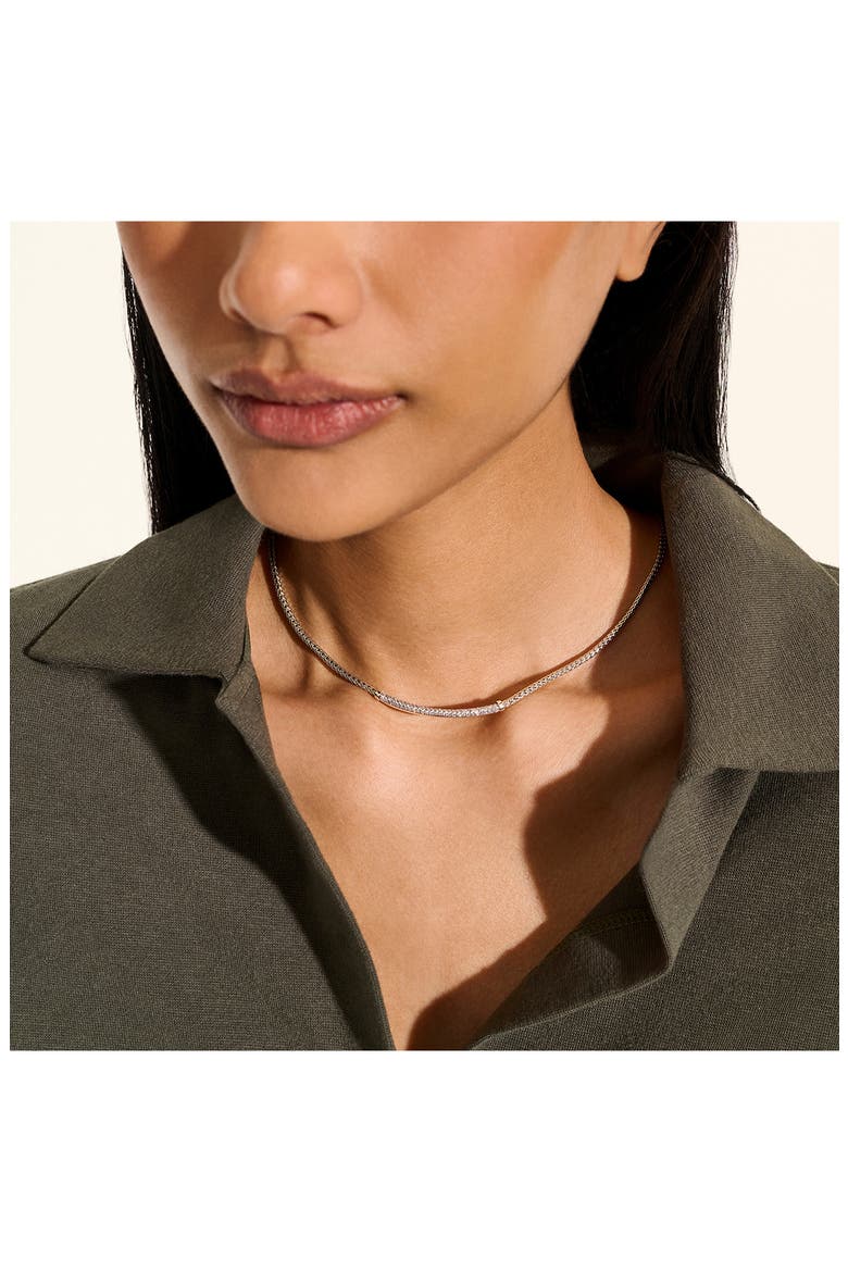 JH Essential Diamond Pavé Necklace, 2.5mm, Alternate, color, SILVER/ WHITE DIAMOND