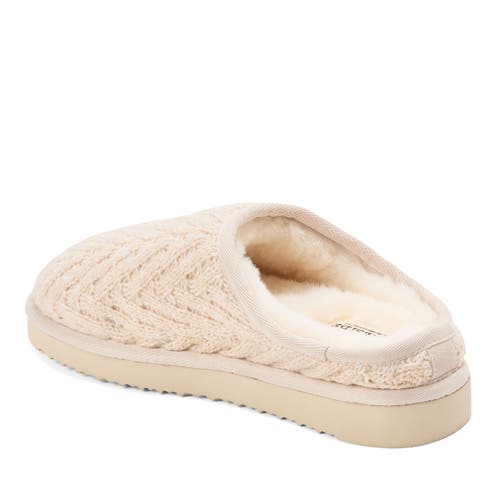 Dearfoams Fireside Greta Genuine Shearling Knit Clog Slipper In Brown