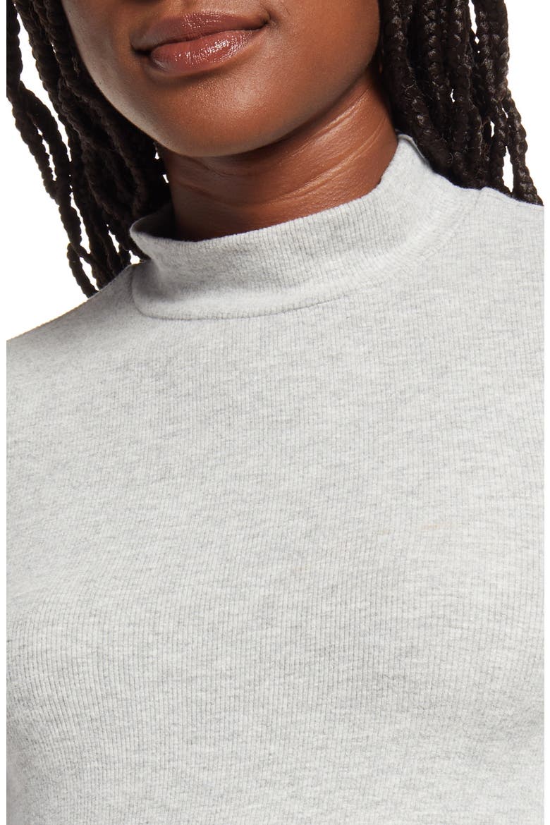 Easy Rib Mock Neck Top, Alternate, color, GREY HEATHER