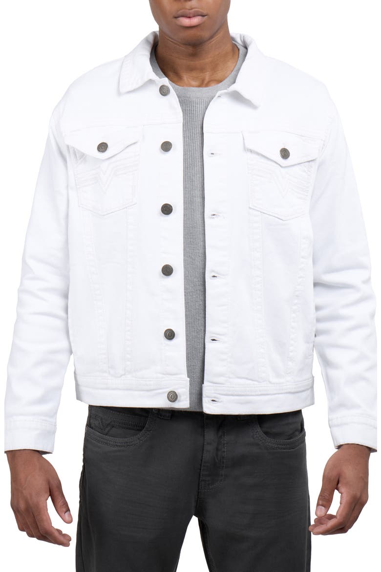 Saddle Stitch Denim Jacket, Main, color, WHITE