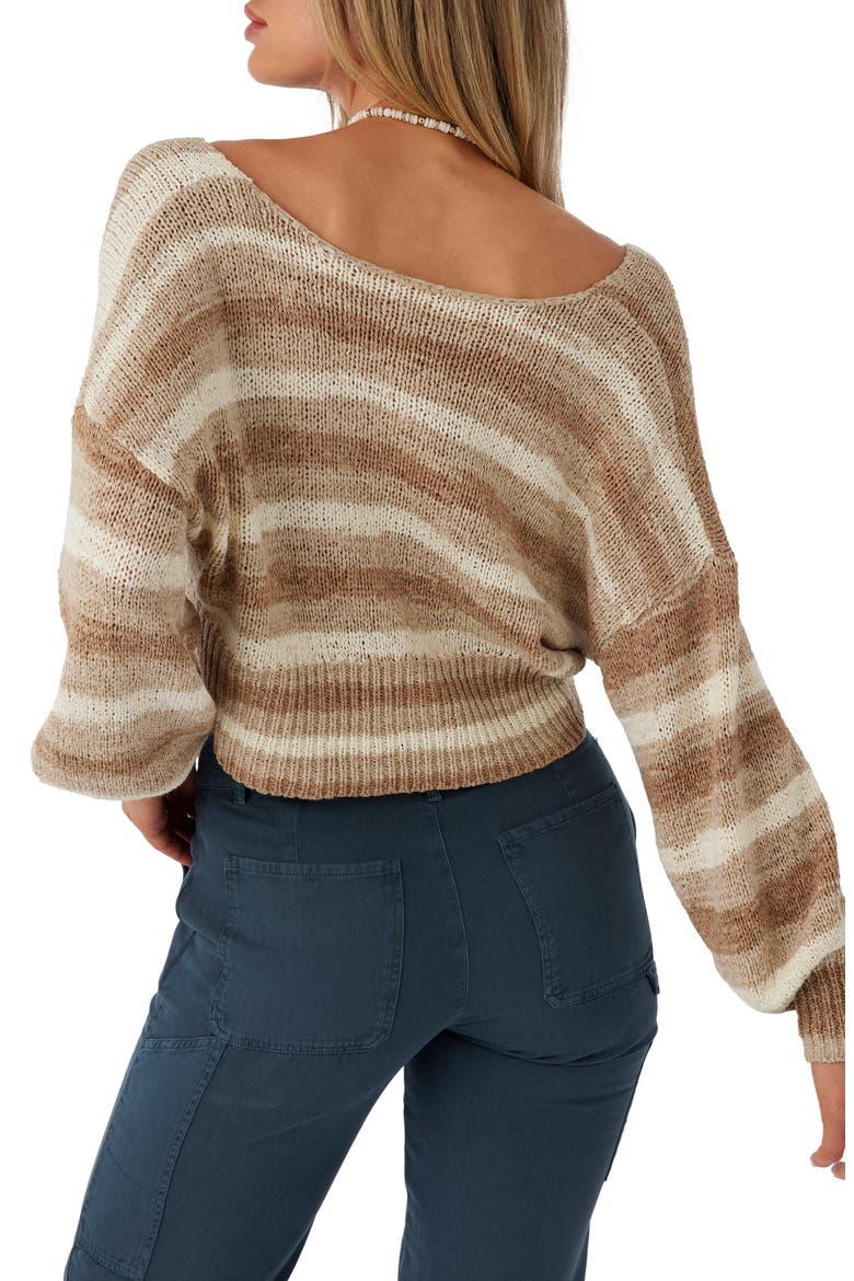 Hillside Stripe Reversible Crop Sweater, Alternate, color, CEMENT