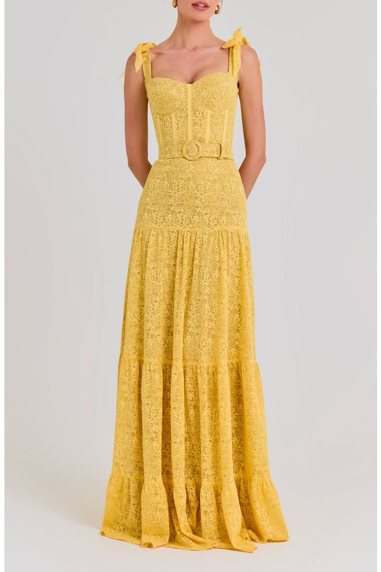 Miranda Belted Gown, Main, color, YELLOW