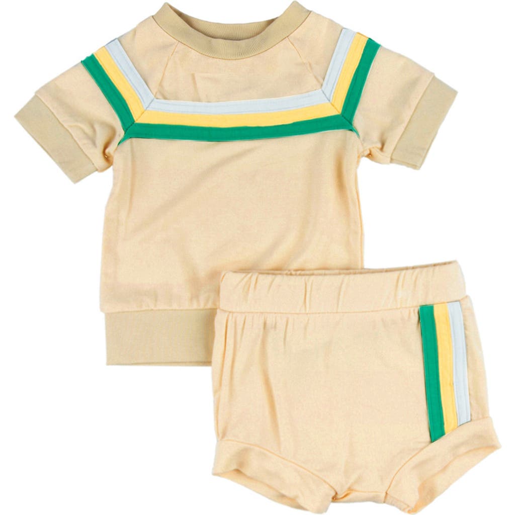 Miki Miette Carlo Stripe Short Sleeve Pullover & Shorts Set In Retro Sport
