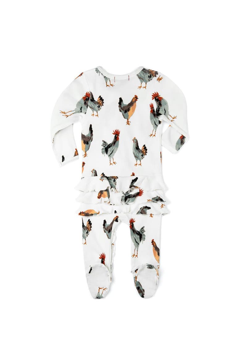Organic Cotton Ruffle Zipper Footed Romper, Alternate, color, Chicken