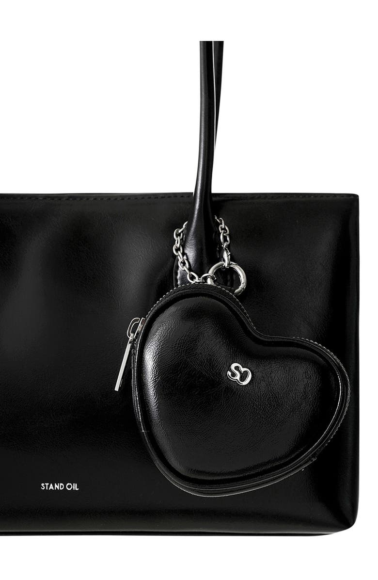 Stand Oil Heart Faux Leather AirPods Case, Alternate, color, Black