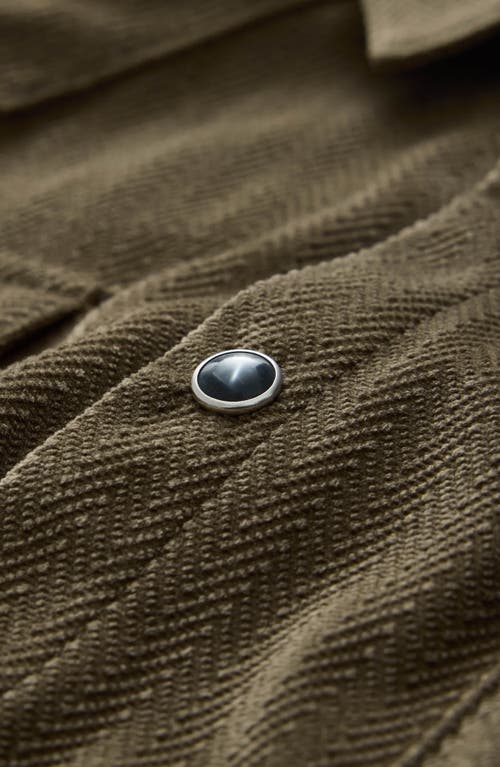 John Varvatos Andres Western Herringbone Faux Suede Snap-up Shirt In Brown