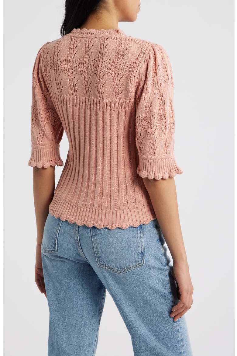 Mixed Stitch Elbow Sleeve Sweater, Alternate, color, DUSTY PINK
