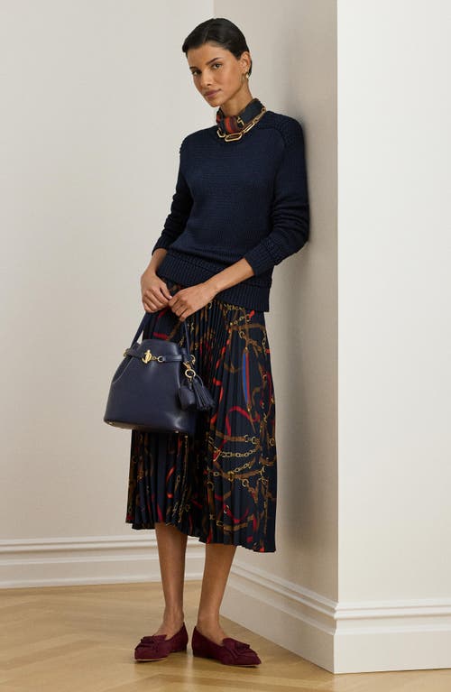 Ralph Lauren Lauren Belting Print Pleated Georgette Skirt In Brown