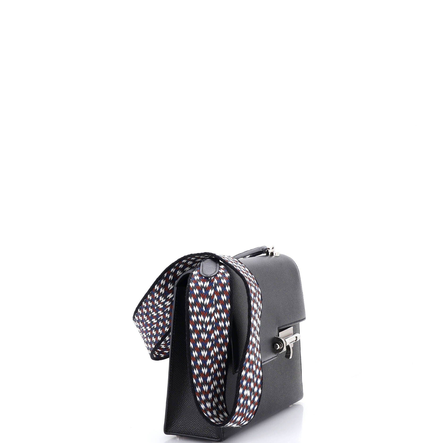 Pre-Owned Hermes Verrou Bag Epsom and Canvas 23, Alternate, color, Noir