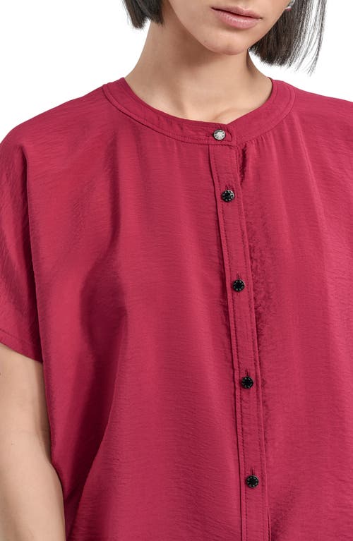 Dkny Textured Voile Button-up Shirt In Burgundy
