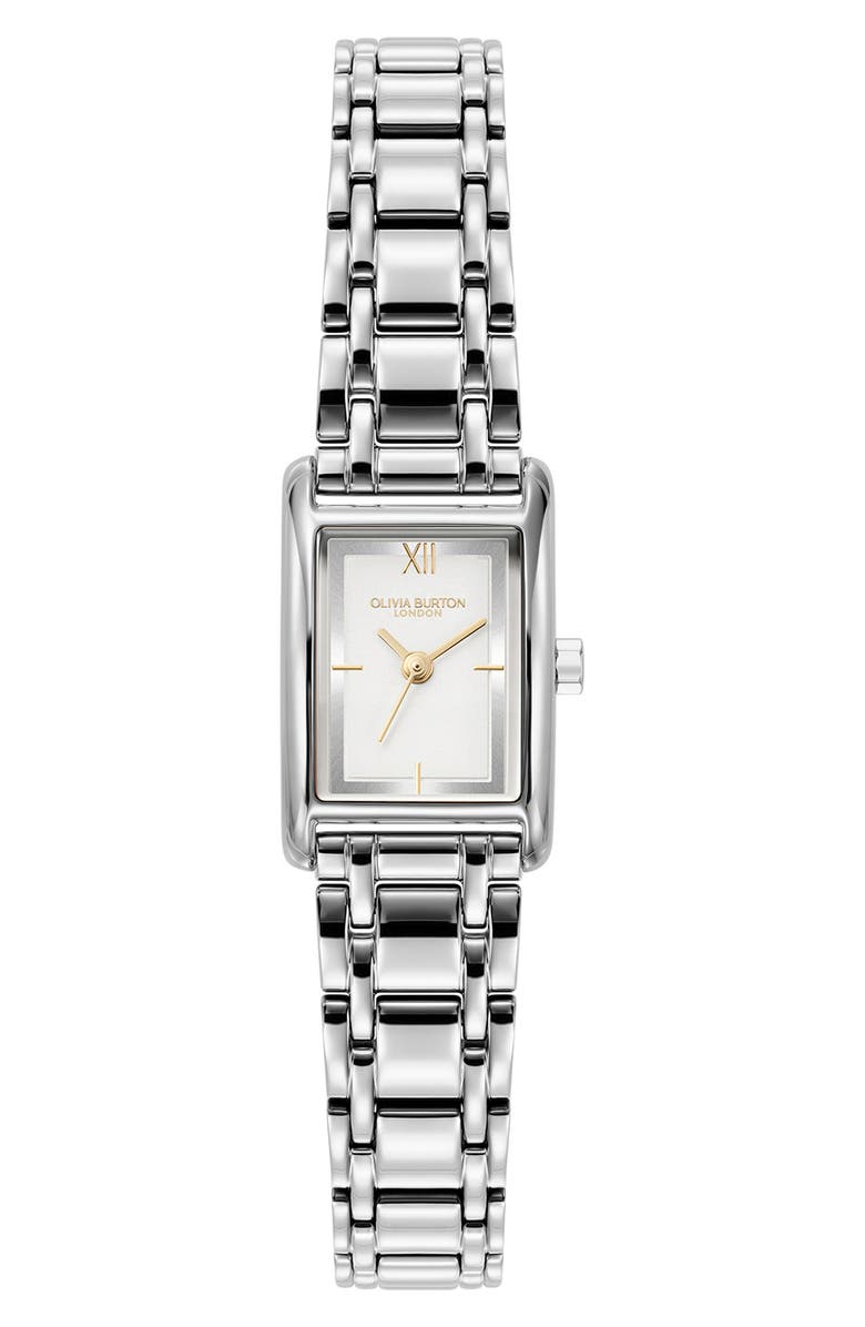 Olivia Burton Mini Grove Rectangular Bracelet Watch, 16mm, Main, color, Silver